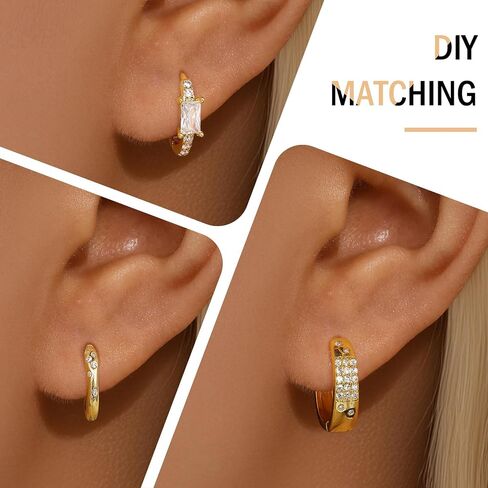 GEORGE · SMITH Gold Hoop Earrings for Women, Stackable Earrings Multiple Piercing Earring Sets, Star and Butterfly Dangle Earrings Jewelry in Kuwait
