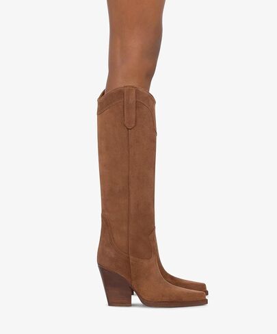 Women's Cowboy Boots Knee High Western Cowgirl Boots Chunky Heel Pull On Retro Vintage Classic Tall Boots in Kuwait