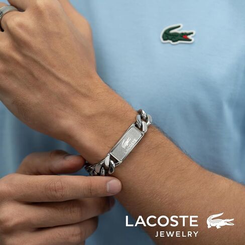 مجموعة Lacoste Backhand - سوار سلسلة للرجال - المجوهرات الفولاذ المقاوم للصدأ - شريط قابل للتعديل - التصميم الحديث ، ملحق الموضة - هدية له in Saudi Arabia