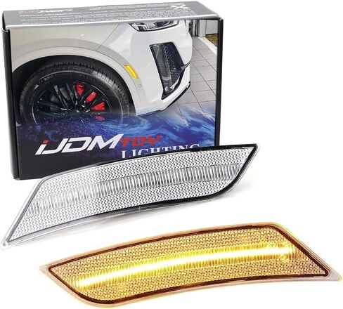Ijdmtoy Lens Amber LED LED Marker Marker Kit متوافق مع Cadillac 2019-Up XT4 XT6 ، مدعوم من 27-SMD LED ، استبدل مصابيح الجوانب الأمامية OEM 2-LED AMBER in Saudi Arabia