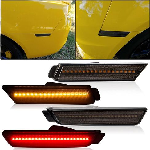 HECASA LED MARKER MARKER LIGHT متوافق مع 2010-2015 CHEVY CHEVROLET CAMARO المصد الخلفي المصد الخلفي مصابيح العلامات الجانبية الكاملة in Saudi Arabia