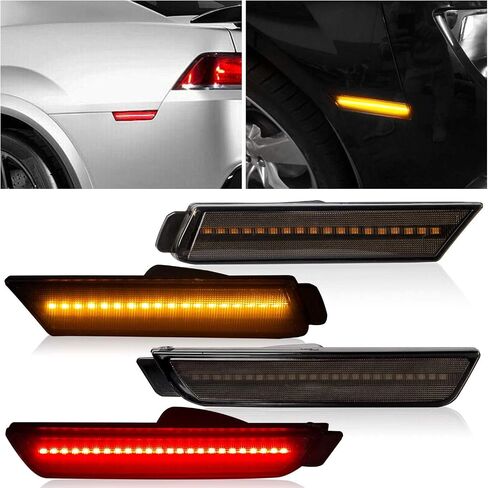 HECASA LED MARKER MARKER LIGHT متوافق مع 2010-2015 CHEVY CHEVROLET CAMARO المصد الخلفي المصد الخلفي مصابيح العلامات الجانبية الكاملة in Saudi Arabia