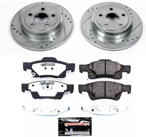 طقم فرامل Power Stop For 2011-2019 2020 2021 2022 Dodge Durango Jeep Grand Cherokee [أقراص صلبة] Z36 الخلفية Z36 Truck & Tow Kit Carbon Carbon Carbon Carbor Confiber Carry Carramed Plads and Sloted Brake Rotors K5950-36 in Saudi Arabia