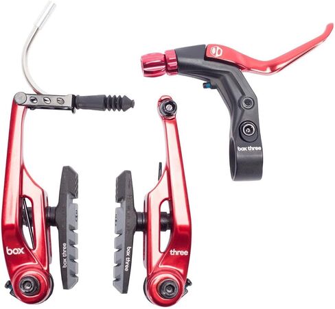Box Three 108 Millimeters Bike Brake Kit with 35mm of Brake Pad Adjustment, Phillips Head Tension Screw, and Air Flow Brake Shoes with Dual Compound Pads, Blue in Saudi Arabia