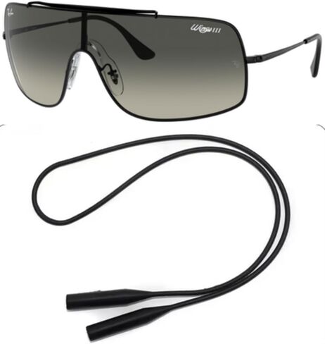 Ray-Ban RB3897 حزمة النظارات الشمسية: RB 3897 Wings III 002/11 الأسود/التدرج القياسي للبولياميد الرمادي ومقود السيليكون المضاد للانزلاق العالمي in Kuwait