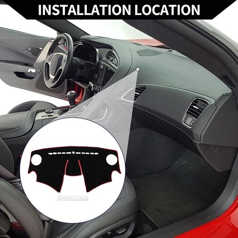غطاء DASH لـ CHEVROLET Spark 2013-2015 / Center Console Dashboard Cover / Polyester Silicone 52.36 "x24.41" / 1pcs Black Red in Saudi Arabia