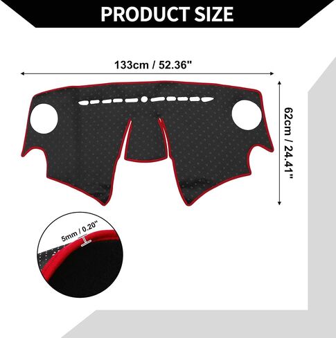 غطاء DASH لـ CHEVROLET Spark 2013-2015 / Center Console Dashboard Cover / Polyester Silicone 52.36 "x24.41" / 1pcs Black Red in Saudi Arabia