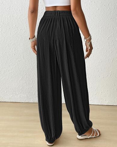 Bsubseach Women Wide Leg Palazzo Pants 2025 Summer Casual Drawstring Lounge Harem Pants with Pocket Woman Baggy Trousers in Saudi Arabia