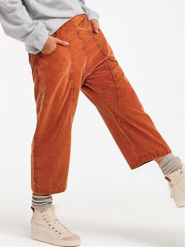 LifeShe Cropped Corduroy Pants Women Casual Elastic Waist Pant Loose Comfy Harem Trouser with Pockets in Saudi Arabia
