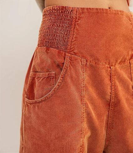 LifeShe Cropped Corduroy Pants Women Casual Elastic Waist Pant Loose Comfy Harem Trouser with Pockets in Saudi Arabia
