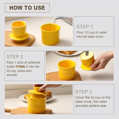 Butter Crock with Lid for Countertop - Ceramic French Butter Dish for Spreadable Soft Butter, Butter Container Holder with a Water Seal, Housewarming Gift, Kitchen and Home Decor, Red in Saudi Arabia