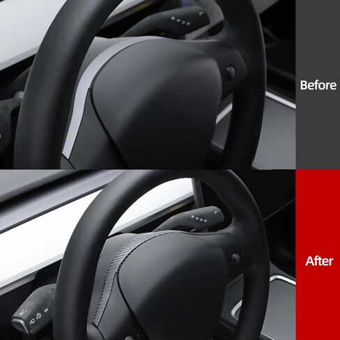 BETTERHUMZ Car Dashboard Steering Wheel Panel Strips Compatible with Tesla Model 3 Highland 2024 2025,for Alcantara Carbon Leather Cover Decor Car Interior Accessories (Carbon Fiber) in Saudi Arabia