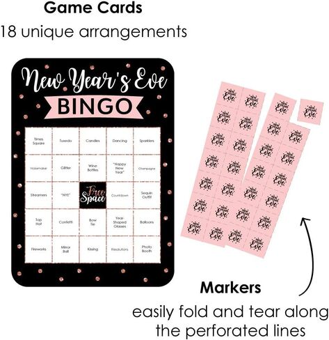 نقطة كبيرة من السعادة ، مرحبًا بالعام الجديد - بطاقات وعلامات Bar Bingo - لعبة Nye Party Bingo - مجموعة من 18 in Saudi Arabia