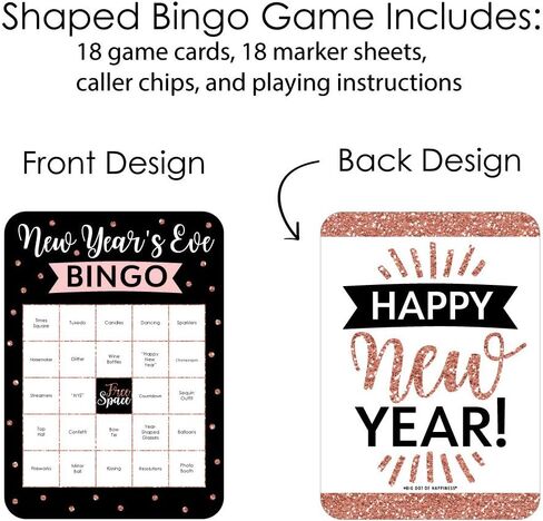 نقطة كبيرة من السعادة ، مرحبًا بالعام الجديد - بطاقات وعلامات Bar Bingo - لعبة Nye Party Bingo - مجموعة من 18 in Saudi Arabia