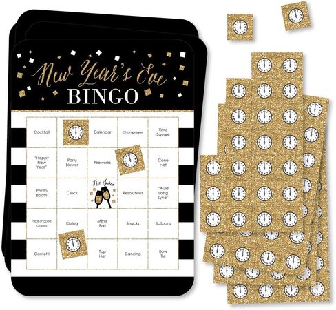 Big Dot of Happiness Hello New Year - Bar Bingo Cards and Markers - NYE Party Bingo Game - Set of 18 in Saudi Arabia