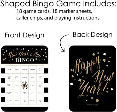 Big Dot of Happiness Hello New Year - Bar Bingo Cards and Markers - NYE Party Bingo Game - Set of 18 in Saudi Arabia