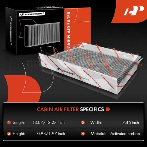 مرشح هواء المقصورة A-premium 2-PC مع كربون منشط متوافق مع نماذج مرسيدس بنز-C230 ، C240 ، C280 ، C32 AMG ، C320 ، C350 ، C55 AMG ، CLK320 ، CLK350 ، CLK500 ، CLK55 ، CLK550-تحت HOD in Saudi Arabia