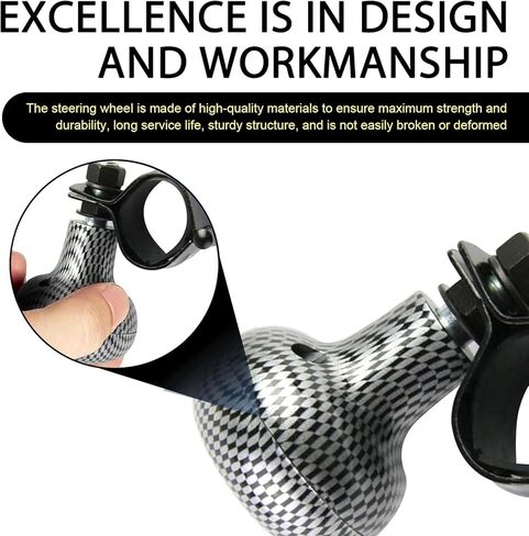 1 PC BOODGRAIN ROGRAIN ROTERING STEERING BOOSER BOOSER ، مقبض انتحاري توجيه سهلة ، وملحقات الدوران في عجلة القيادة ، عالمية لمعظم السيارات والشاحنات وسيارات الدفع الرباعي (ألياف الكربون الأسود) in Kuwait