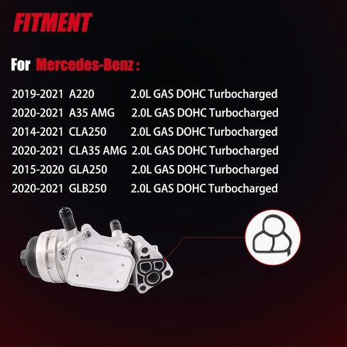 مرشح برودة زيت المحرك يتوافق مع مرسيدس بنز A220 ، A35 ، AMG ، CLA250 ، CLA35 ، AMG ، GLA250 ، GLB250 2.0L استبدال# 2701800810 2701800610 in Saudi Arabia