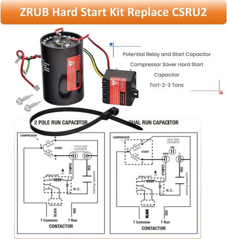 Long Term New ZRUA Compressor Hard Start Capacitor Work on Units 1-2-3 tons Hard Start Kit for Air Conditioner in Saudi Arabia