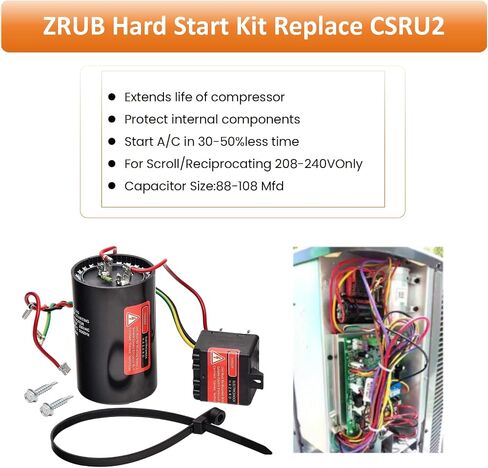 Long Term New ZRUA Compressor Hard Start Capacitor Work on Units 1-2-3 tons Hard Start Kit for Air Conditioner in Saudi Arabia