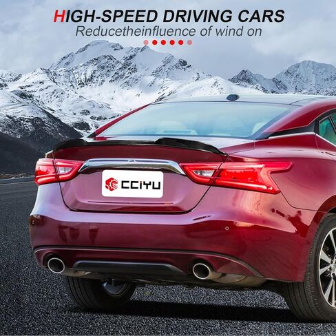 Cciyu PSM نمط الجذع الخلفي الشفاه جناح ويناسب لعام 2016-2022 لمفسد جذع Nissan Maxima Racing (ألياف الكربون الكربونية لامعة أسود) in Saudi Arabia
