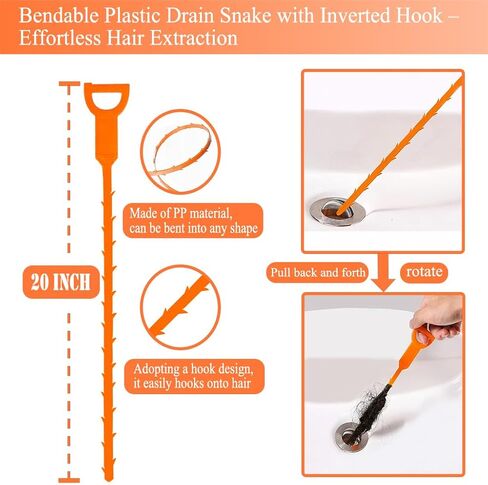 Drain Snake Hair Drain Clog Remover Tool - Sink Drain Cleaner for Toilet Sewer Shower Kitchen Bathroom Tub Clogged Drains Opener Cleaning Tool, Flexible Grabber Claw Pick Up Tool in Saudi Arabia