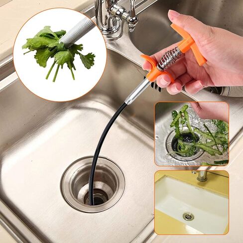 Drain Snake Hair Drain Clog Remover Tool - Sink Drain Cleaner for Toilet Sewer Shower Kitchen Bathroom Tub Clogged Drains Opener Cleaning Tool, Flexible Grabber Claw Pick Up Tool in Saudi Arabia