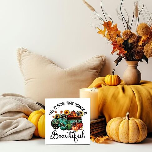 Hey Fall Decor for Home, Fall Pumpkin Decorations for Kitchen, Autumn Thanksgiving Decor, Autumn Holiday Decorations 5 x 5 inches in Kuwait