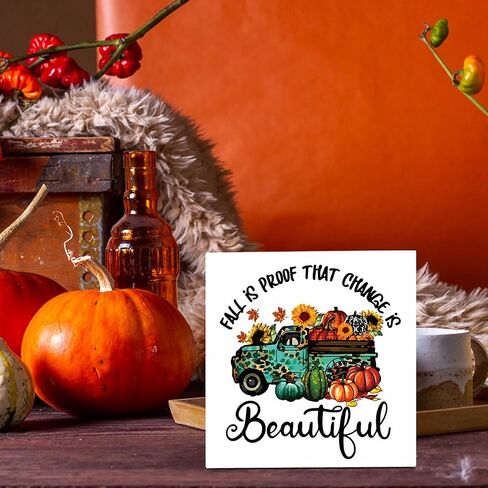 Hey Fall Decor for Home, Fall Pumpkin Decorations for Kitchen, Autumn Thanksgiving Decor, Autumn Holiday Decorations 5 x 5 inches in Kuwait