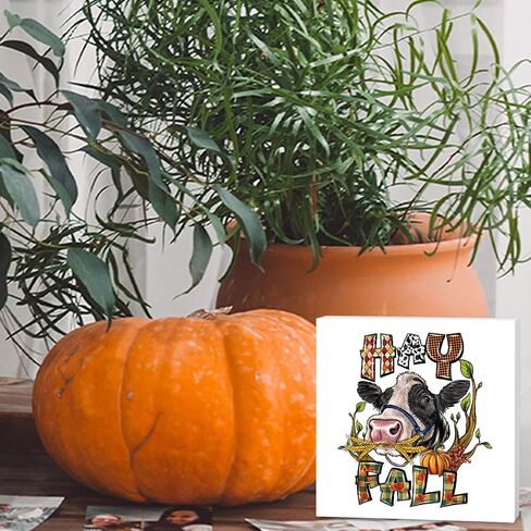 Hey Fall Decor for Home, Fall Pumpkin Decorations for Kitchen, Autumn Thanksgiving Decor, Autumn Holiday Decorations 5 x 5 inches in Kuwait