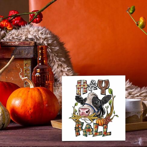 Hey Fall Decor for Home, Fall Pumpkin Decorations for Kitchen, Autumn Thanksgiving Decor, Autumn Holiday Decorations 5 x 5 inches in Kuwait