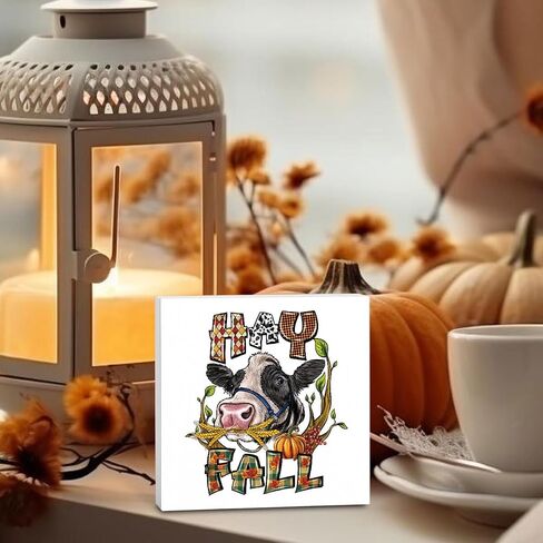 Hey Fall Decor for Home, Fall Pumpkin Decorations for Kitchen, Autumn Thanksgiving Decor, Autumn Holiday Decorations 5 x 5 inches in Kuwait