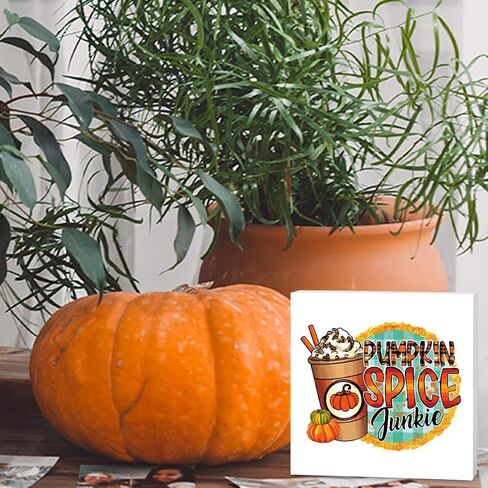 Hey Fall Decor for Home, Fall Pumpkin Decorations for Kitchen, Autumn Thanksgiving Decor, Autumn Holiday Decorations 5 x 5 inches in Kuwait