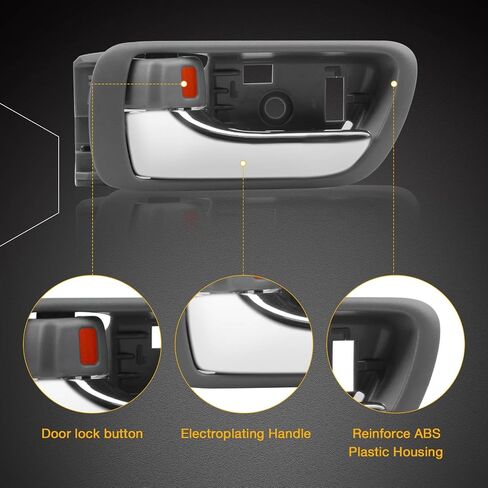 Gledewen Interior Door Handles Set 2PCS, Front Inside Left Driver & Right Passenger Side Grey Handle with Chrome Lever, Compatible with Toyota Camry 2002-2006, Replaces# 6920633040, 6920533040 in Saudi Arabia