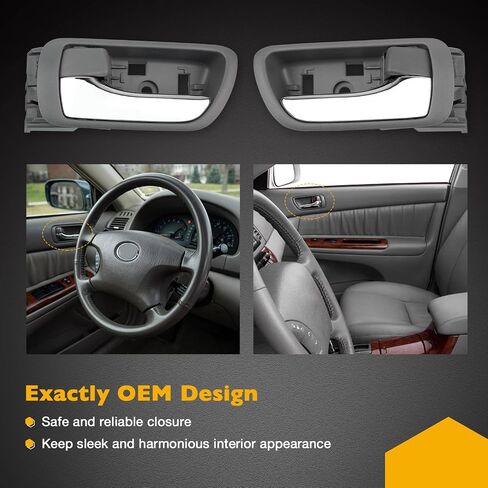 Gledewen Interior Door Handles Set 2PCS, Front Inside Left Driver & Right Passenger Side Grey Handle with Chrome Lever, Compatible with Toyota Camry 2002-2006, Replaces# 6920633040, 6920533040 in Saudi Arabia