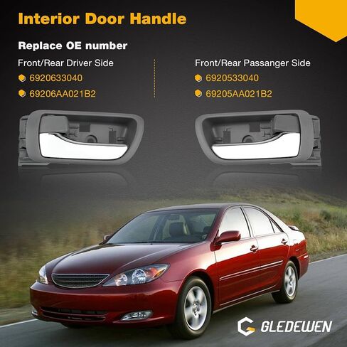 Gledewen Interior Door Handles Set 2PCS, Front Inside Left Driver & Right Passenger Side Grey Handle with Chrome Lever, Compatible with Toyota Camry 2002-2006, Replaces# 6920633040, 6920533040 in Saudi Arabia
