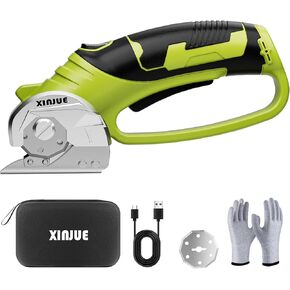 مقص كهربائي لاسلكي، قاطع صندوق من الورق المقوى عالي التحمل، قاطع دوار كهربائي قابل لإعادة الشحن مع قفل أمان وإضاءة LED للنسيج أو السجاد أو الورق أو الجلد، برتقالي in Kuwait