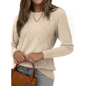 Dokotoo Sweaters for Women Long Sleeve Wool Blend Crewneck Diamond Hollow Out Lightweight Soft Fall Pullover Sweater Tops in Kuwait