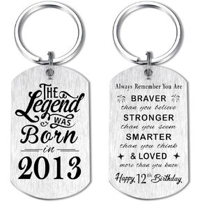 Yobent 12th Birthday Gifts for Teen Boys Men 2013, Happy 12th Birthday Keychain, 12 Year Old Bday Gifts for Her Women, The Legend Was Born in 2013 in Kuwait
