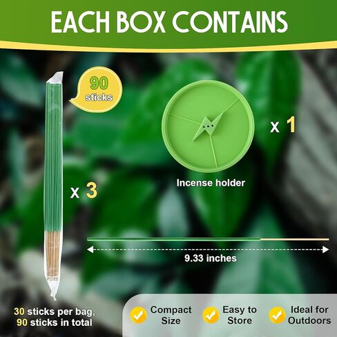 Qualirey 90 Pcs Citronella Incense Sticks, Thin Citronella Incense Sticks Outdoor Made from Natural Plant, for Backyard, Travel, Camping, Patio in Saudi Arabia