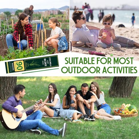 Qualirey 90 Pcs Citronella Incense Sticks, Thin Citronella Incense Sticks Outdoor Made from Natural Plant, for Backyard, Travel, Camping, Patio in Saudi Arabia