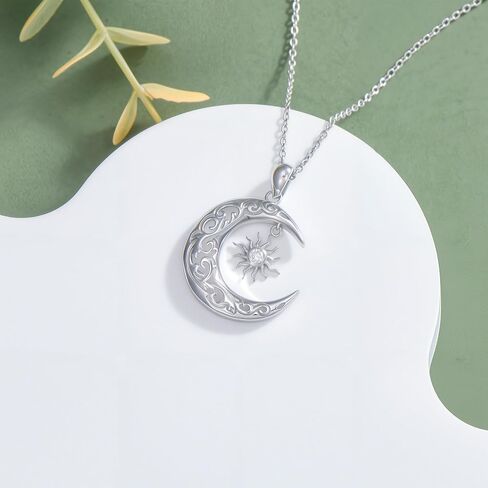 عقد Lab Grown Diamond Moon Star من الفضة الإسترليني عيار 925 على شكل نجمة القمر هدية للنساء in Kuwait