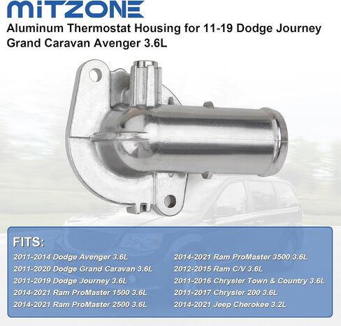 MITZONE Upgrade Aluminium Thermostat Housing Assembly Compatible with Dodge Durango Grand Cherokee 2011-2015 Wrangler JK 2012-2018 Replace 902-852 5184651AG 5184651AH in Saudi Arabia