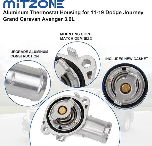 MITZONE Upgrade Aluminium Thermostat Housing Assembly Compatible with Dodge Durango Grand Cherokee 2011-2015 Wrangler JK 2012-2018 Replace 902-852 5184651AG 5184651AH in Saudi Arabia