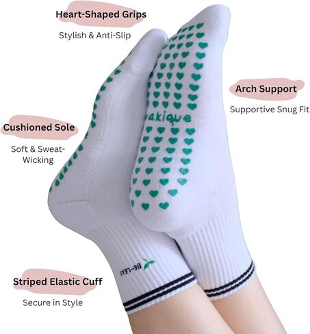 Pilates Socks with Grips for Women, Cute Cherry Grip Socks for Yoga, Barre, Home workouts, Great Gift Idea in Kuwait