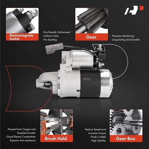 A-Premium Starter Motor متوافق مع Nissan Altima 1993 1994 1995 1996 1997 2.4L ، 12V 1.2KW 8-TETH في اتجاه عقارب الساعة ، استبدل# 233004E100 ، S114754 in Saudi Arabia