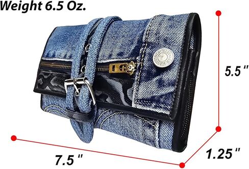 upcyccling bifold denim محفظة مزخرفة جلد الأفعى السحاب من جلود جلدية ولكنات مشبك محفظة طويلة محفظة للمحفظة للنساء (أحمر) in Kuwait