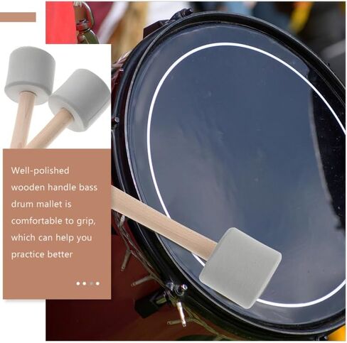Toyvian 2 Pairs Snare Drum Hammer Bass Drum Sticks Xylophone Mallets Marching Band Drum Mallet Marching Tenor Sticks Bass Accessories Musical Instrument Drum Sticks Major Eva Foam Tool in Saudi Arabia