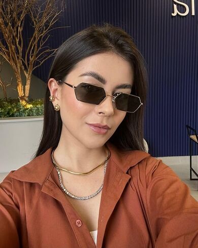 JUDOO Small Narrow Rectangle Sunglasses for Women Men Retro Y2K 90s Hexagon Frame Skinny Sunnies in Kuwait